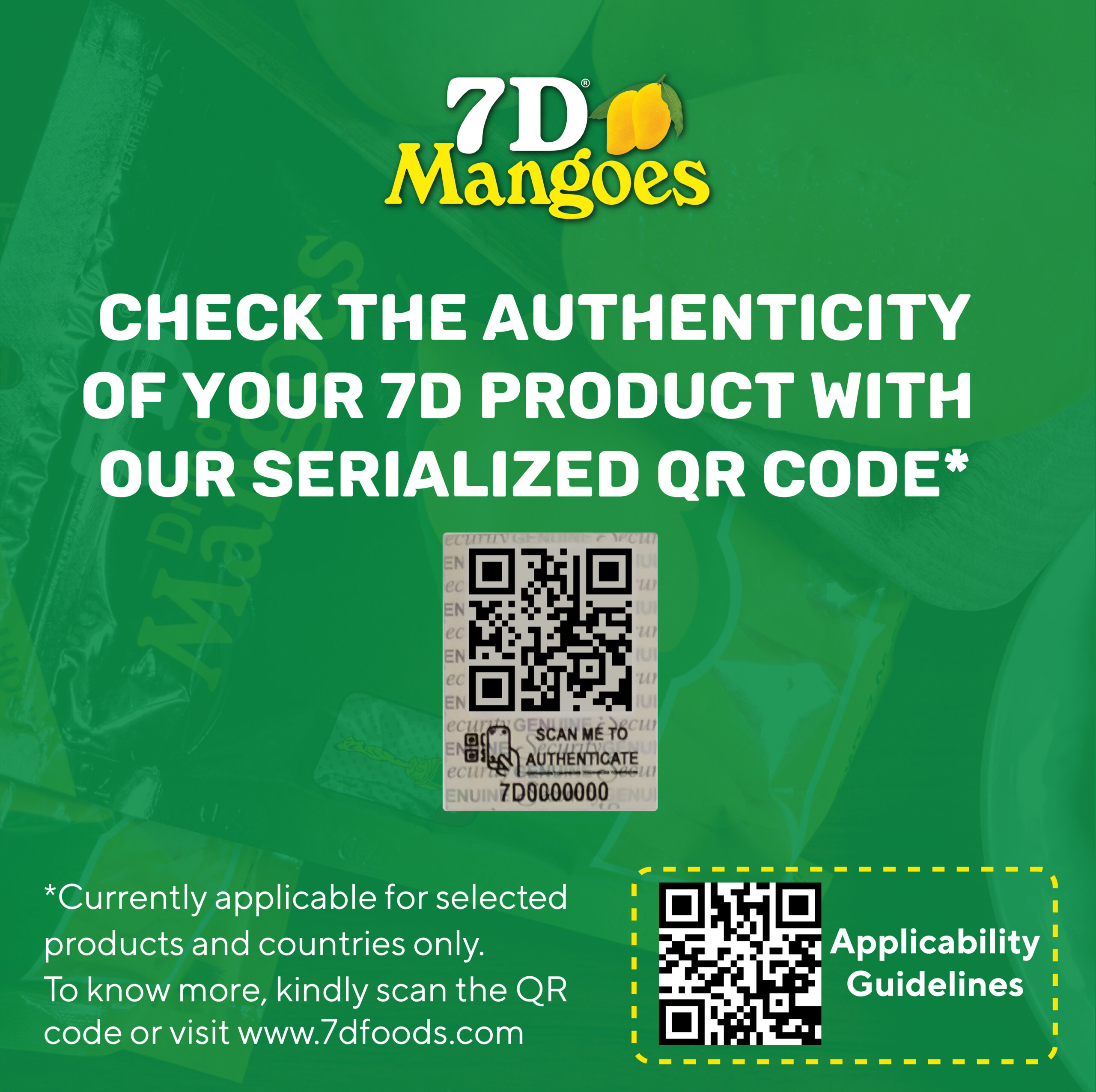 ADVISORY: 7D Product Authenticity Check Using Serialized QR Codes